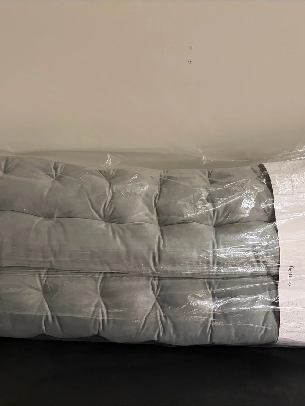 Dormify Grey Tufted Headboard with Matching Bedskirt